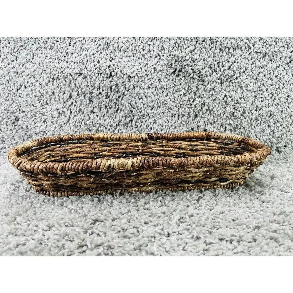 Wicker Bread Basket Oval Brown 14inX4.5inX2in Home Any Room Decoration